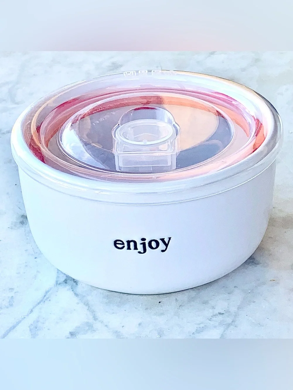 SIGNATURE HOUSEWARES ENJOY WHITE STONEWARE STORAGE BOWL 12 OUNCE 5IN NEW